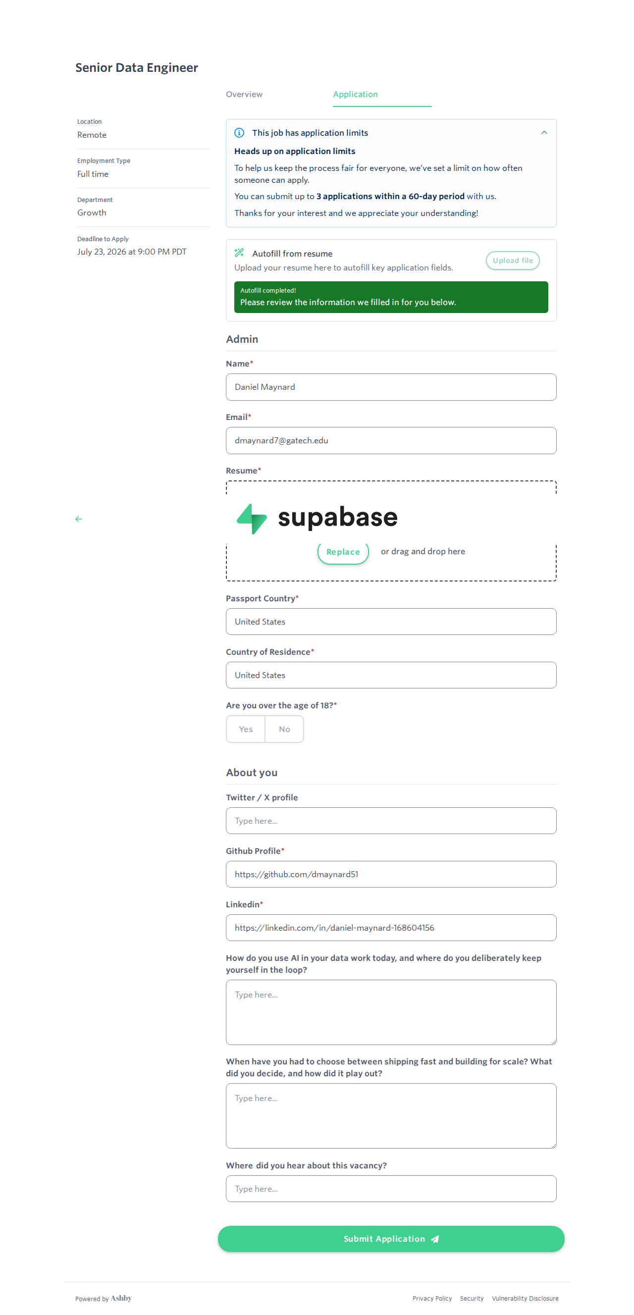 filled form