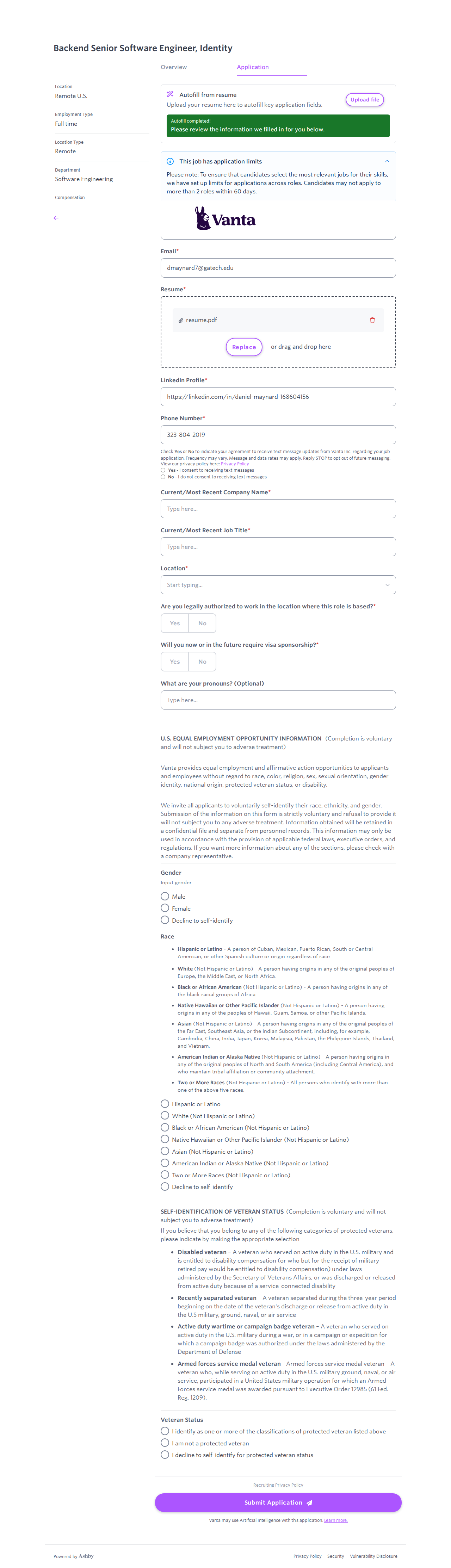 filled form