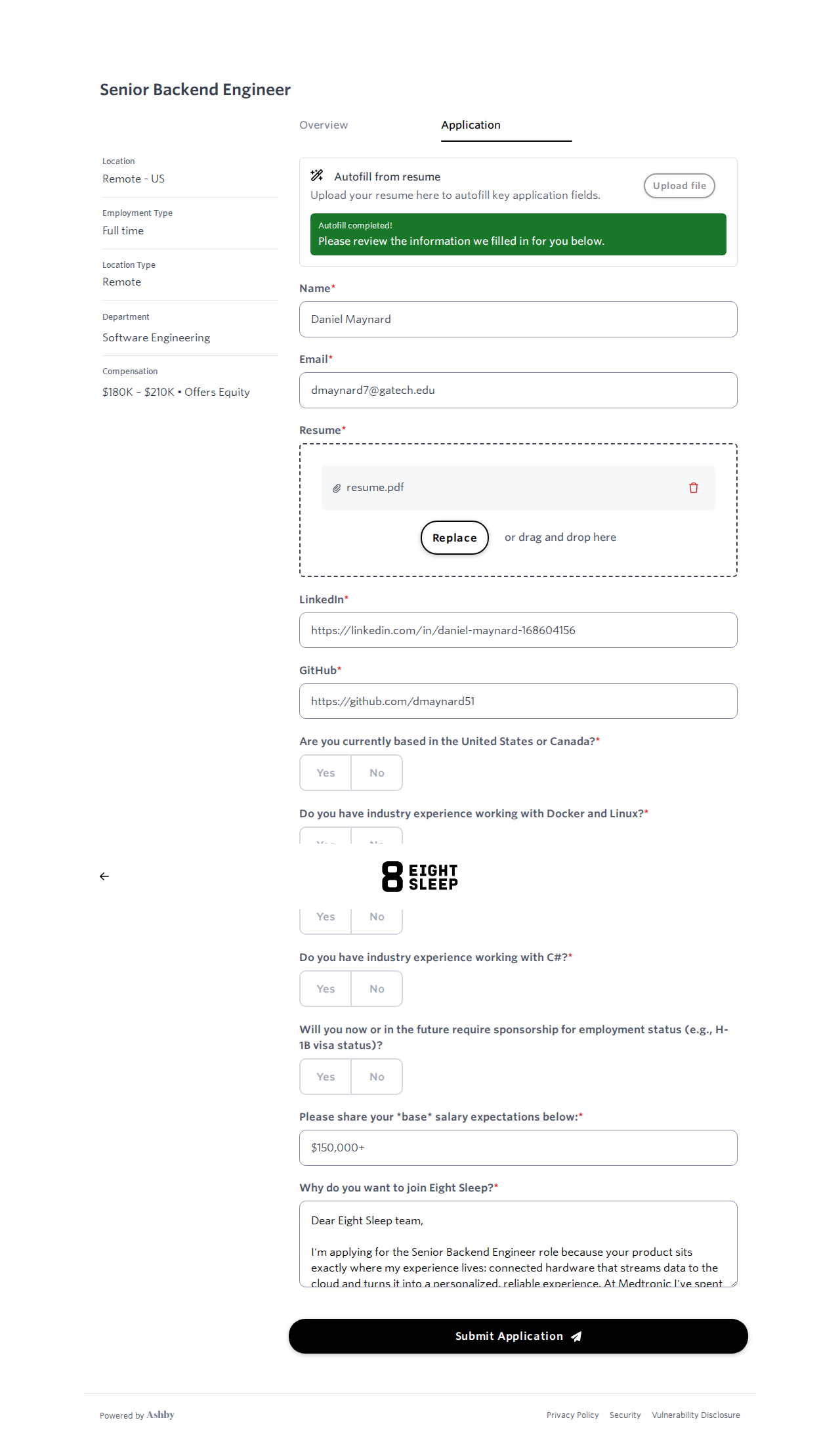 filled form