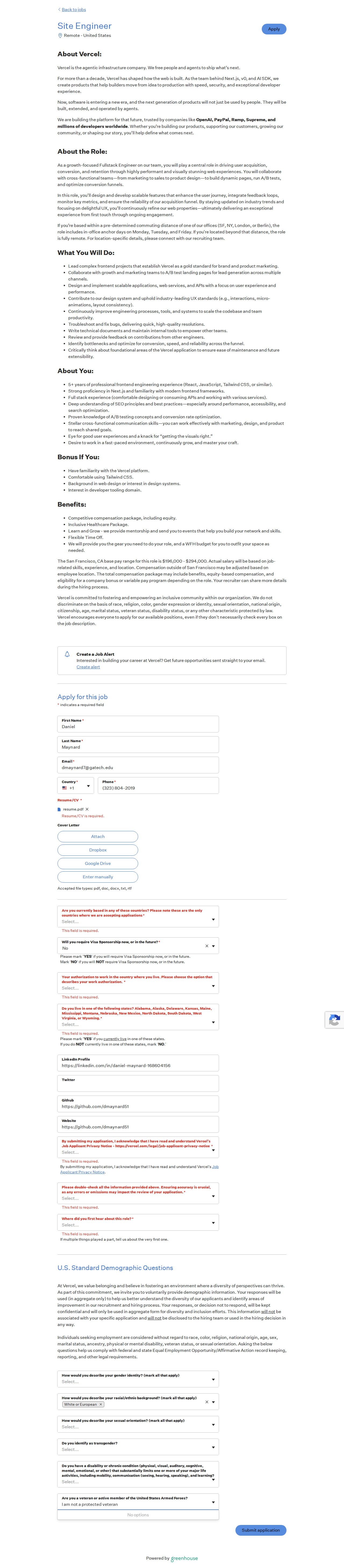 filled form