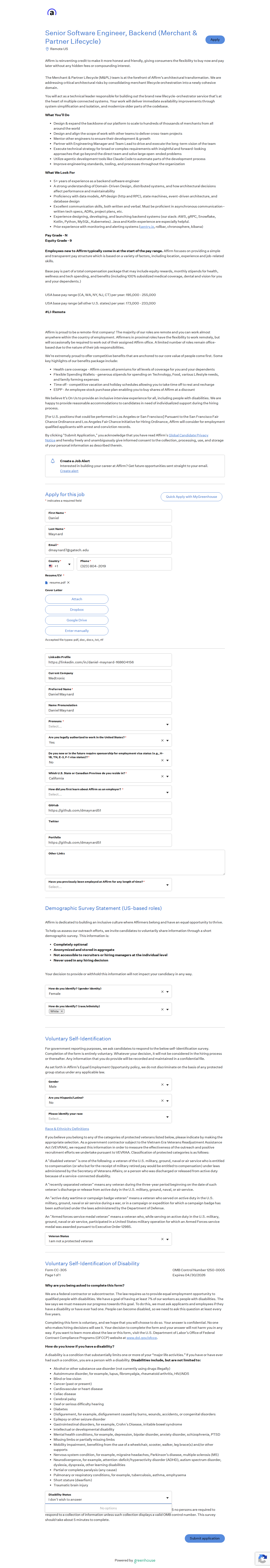 filled form