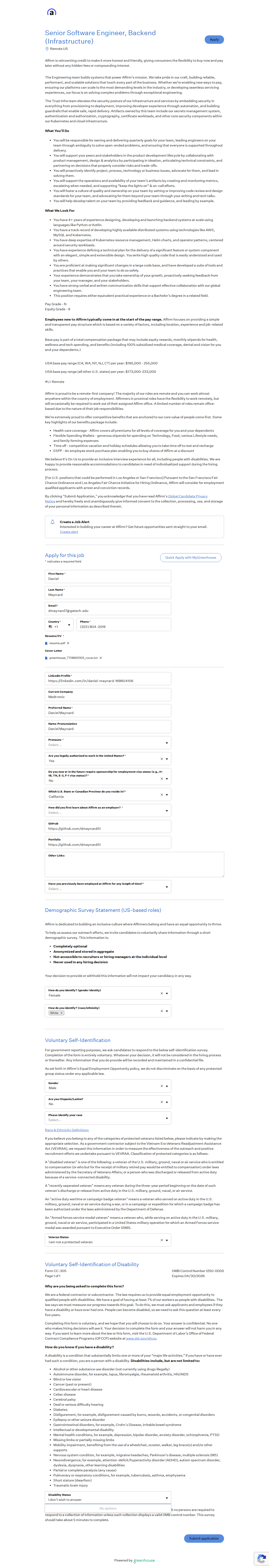 filled form