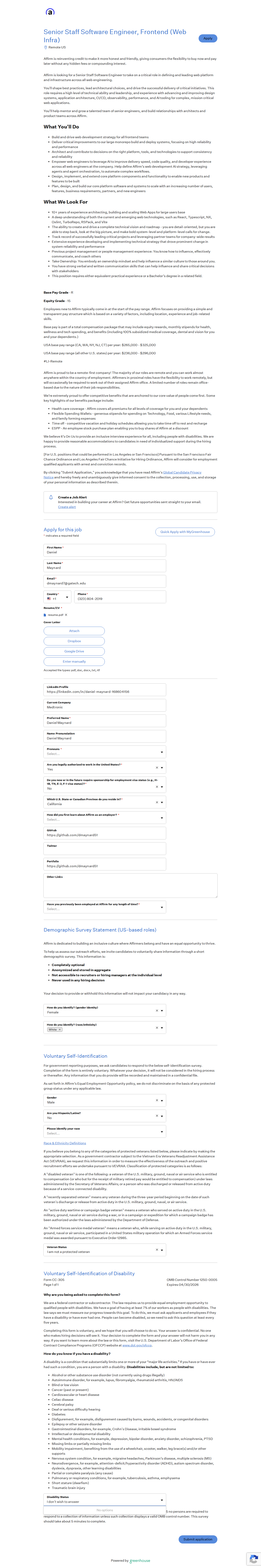 filled form