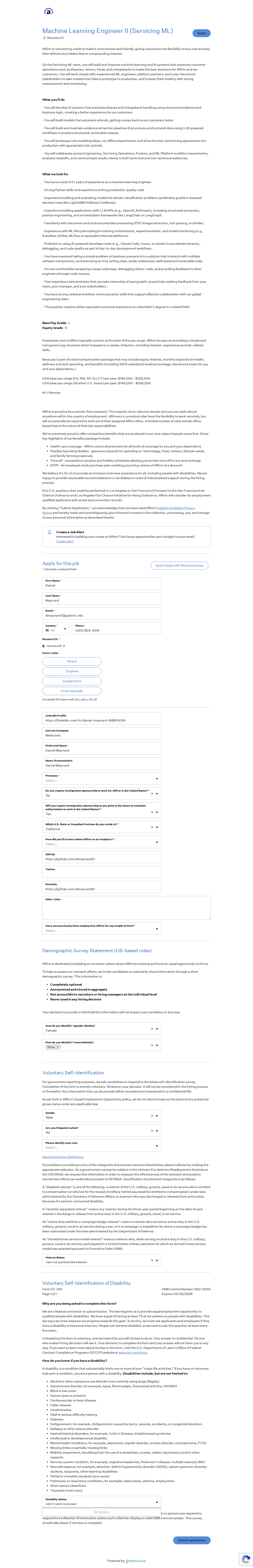 filled form
