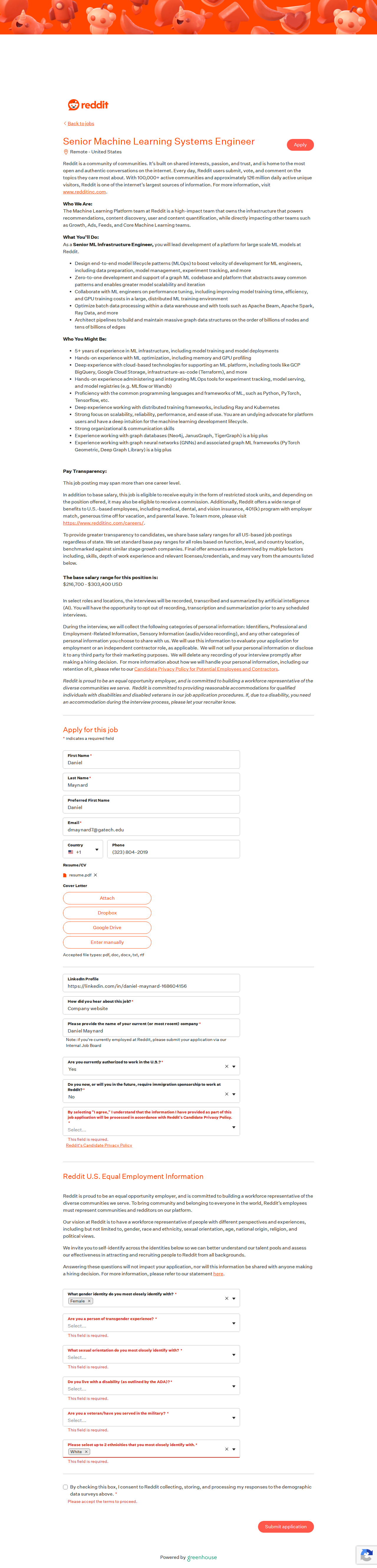 filled form