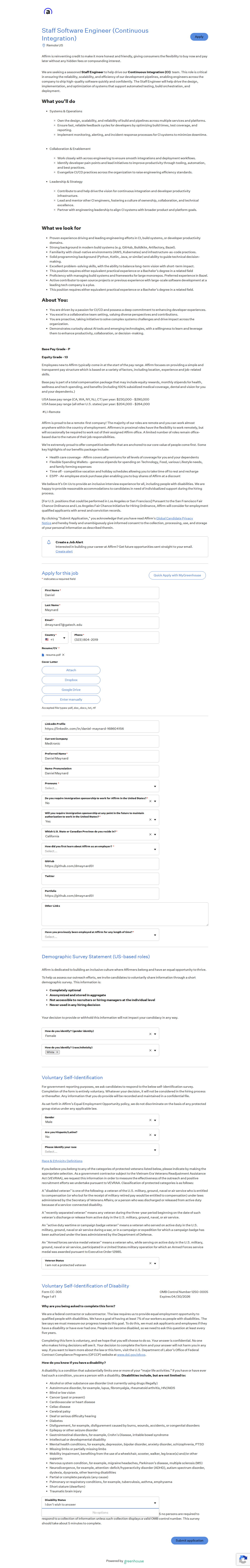 filled form