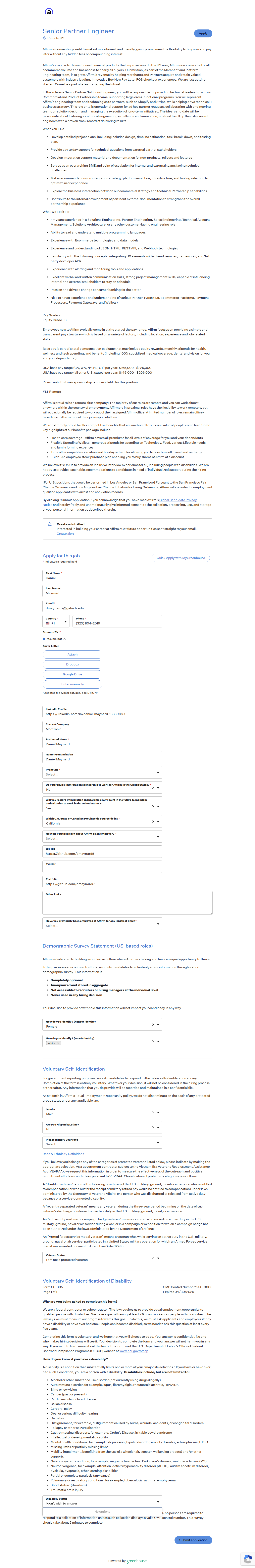 filled form