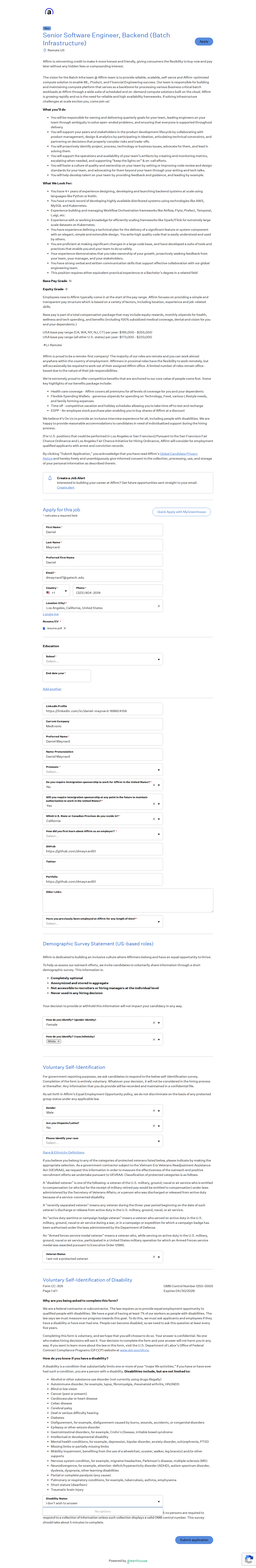 filled form