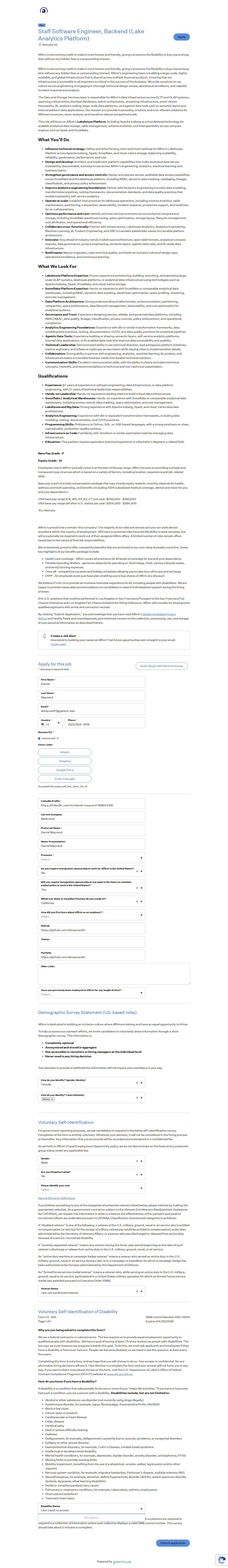 filled form