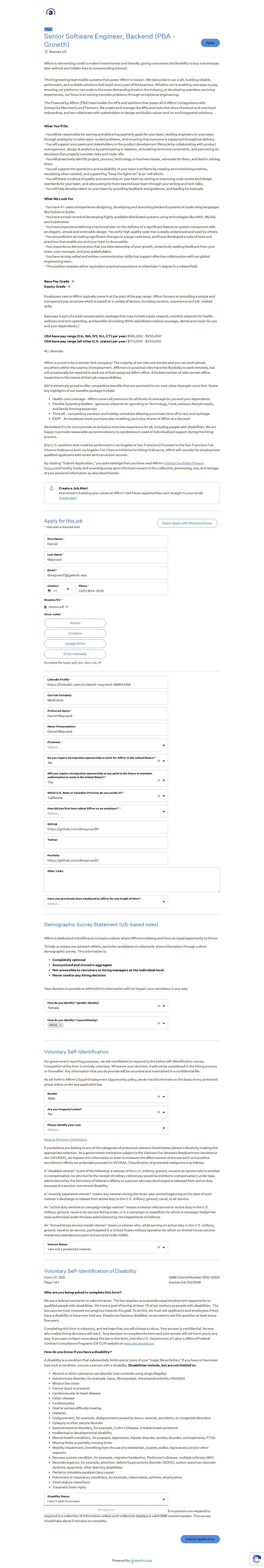 filled form