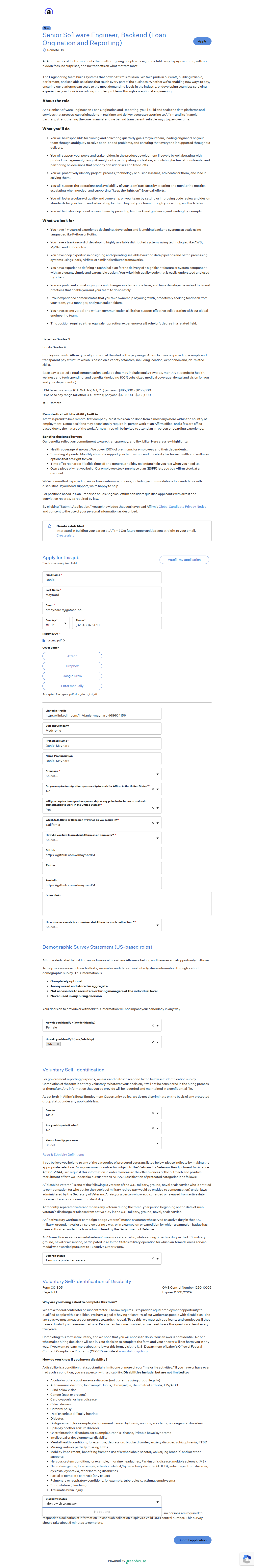 filled form