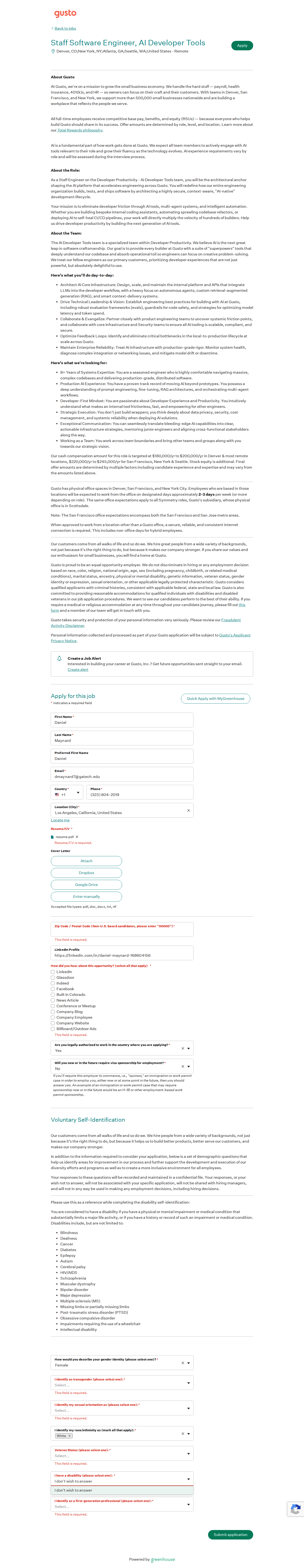 filled form