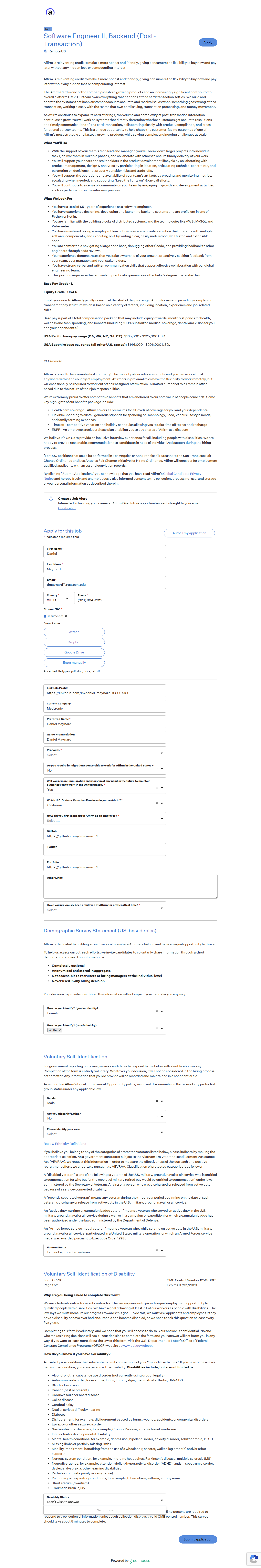 filled form