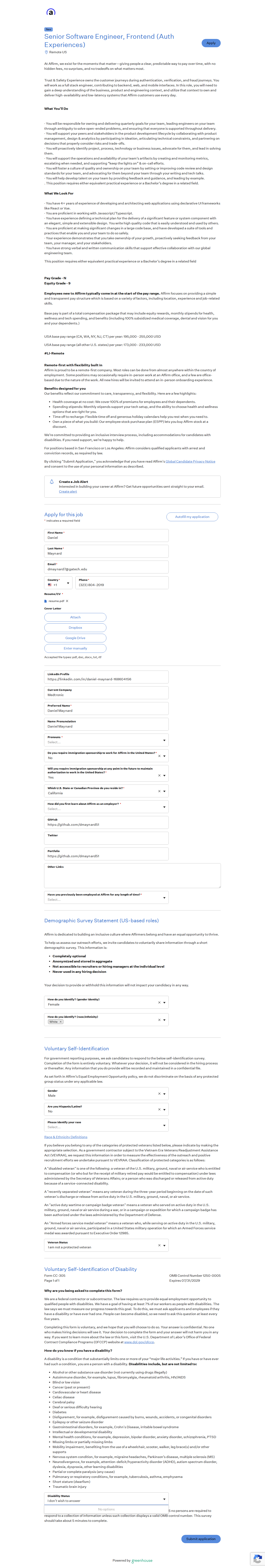 filled form