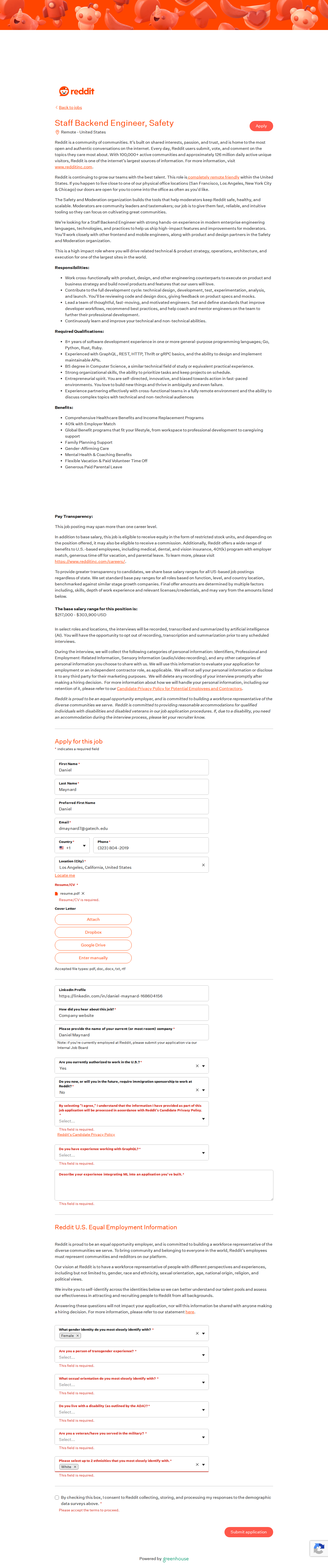 filled form