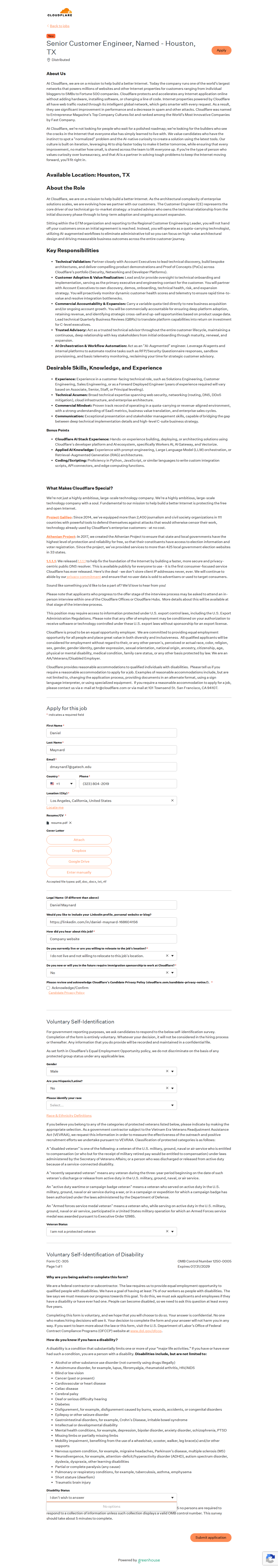 filled form