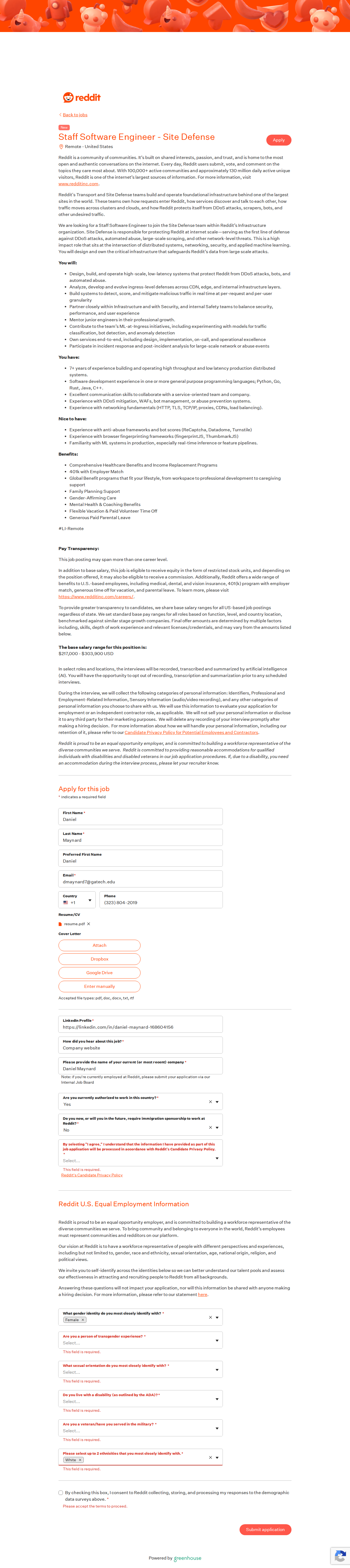 filled form