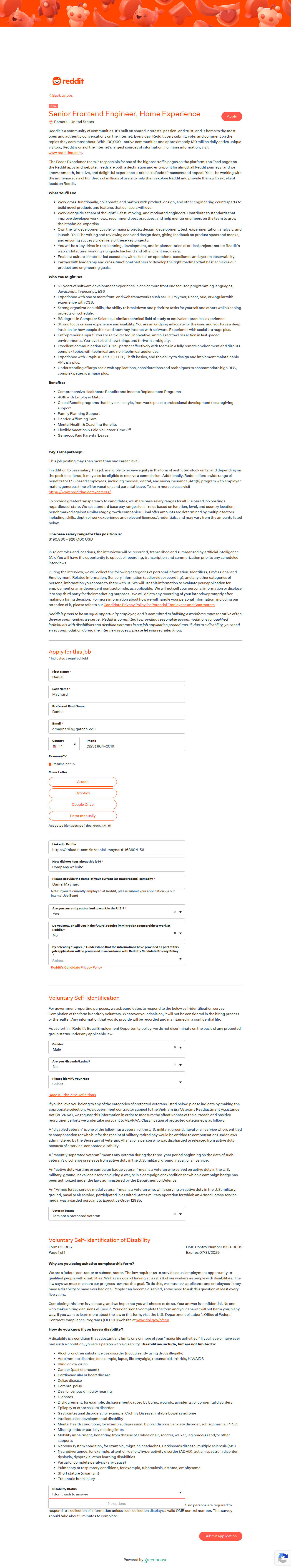 filled form