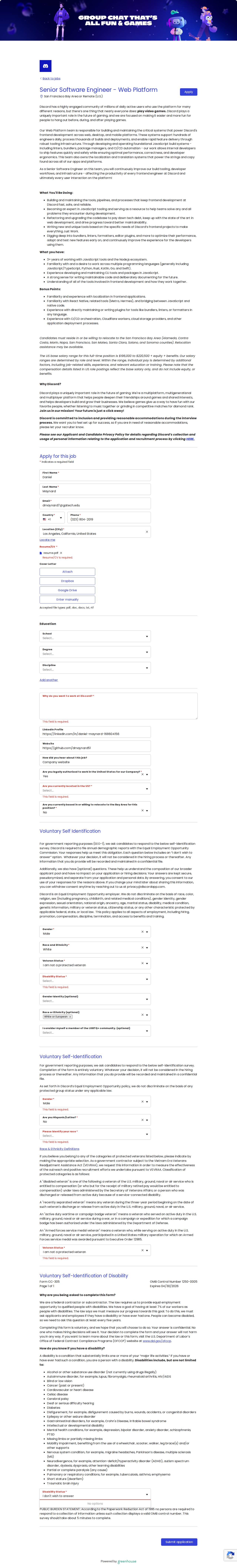 filled form