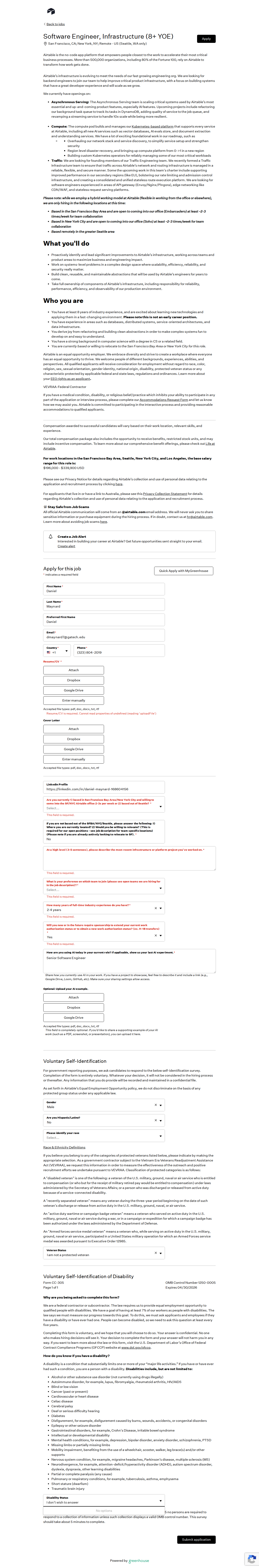 filled form