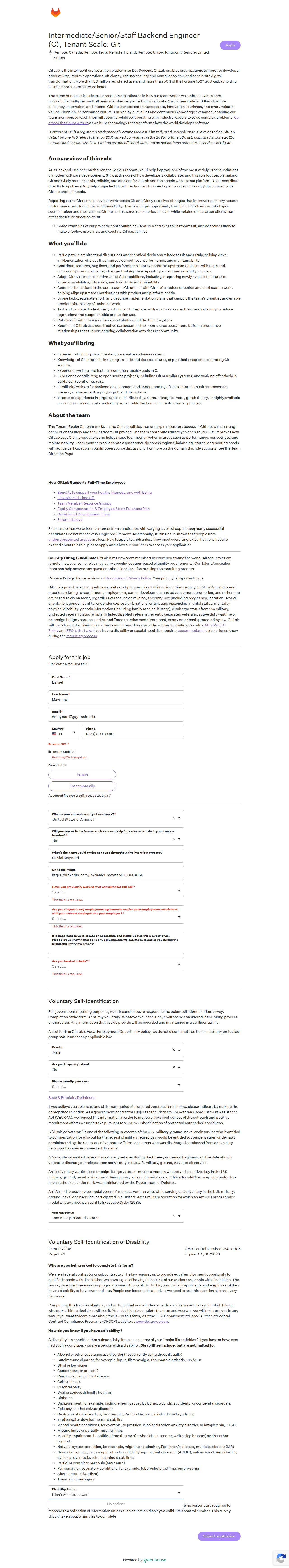 filled form