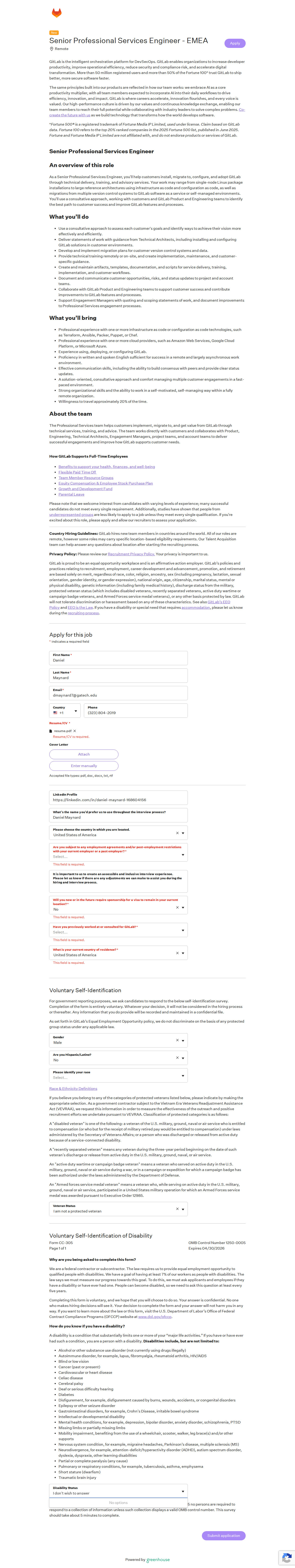 filled form