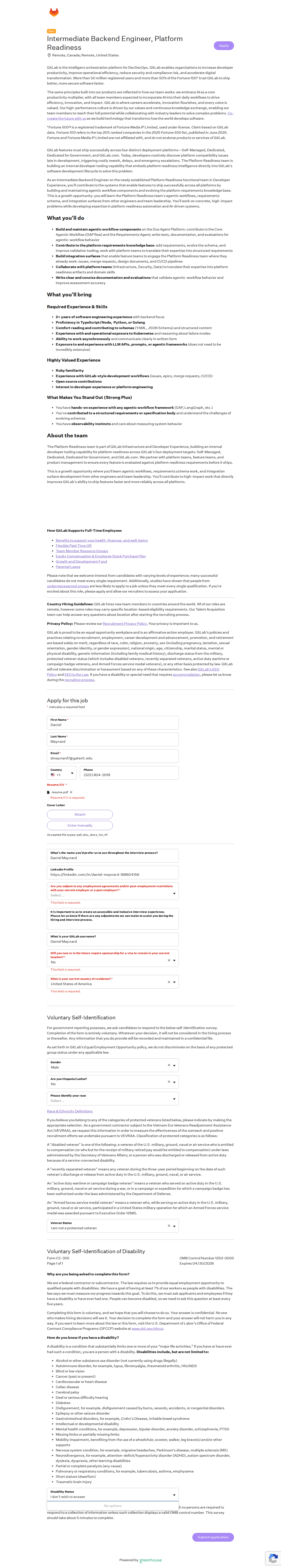filled form