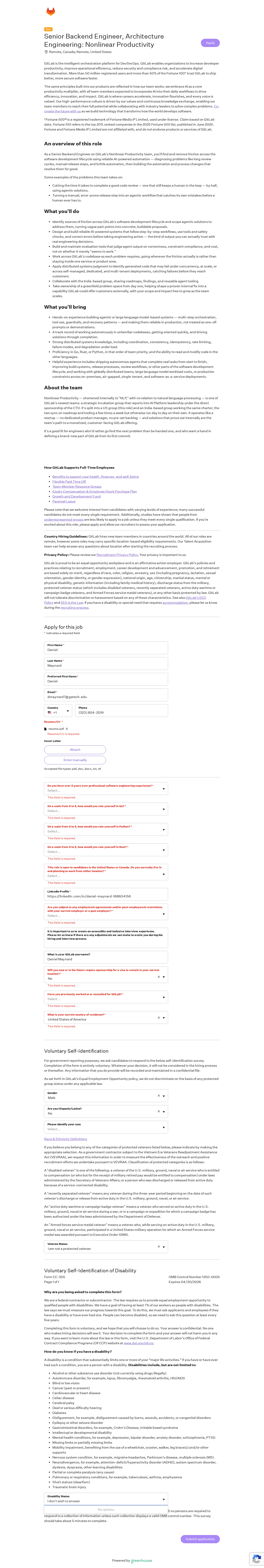 filled form