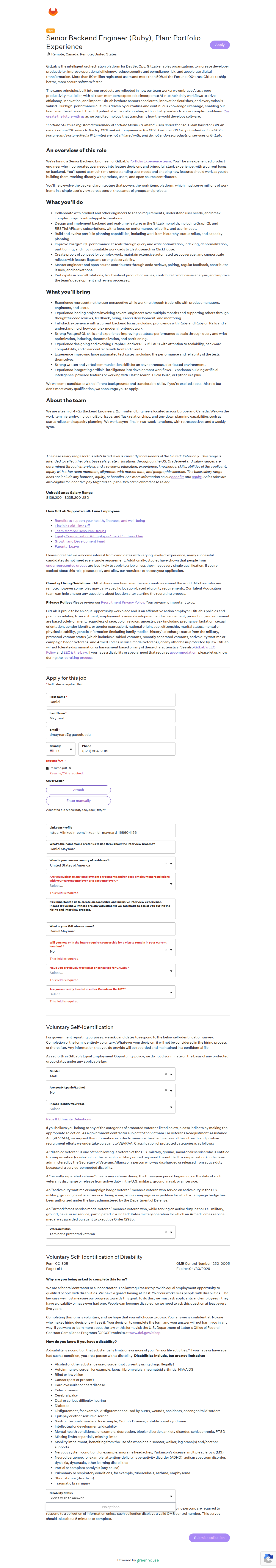 filled form