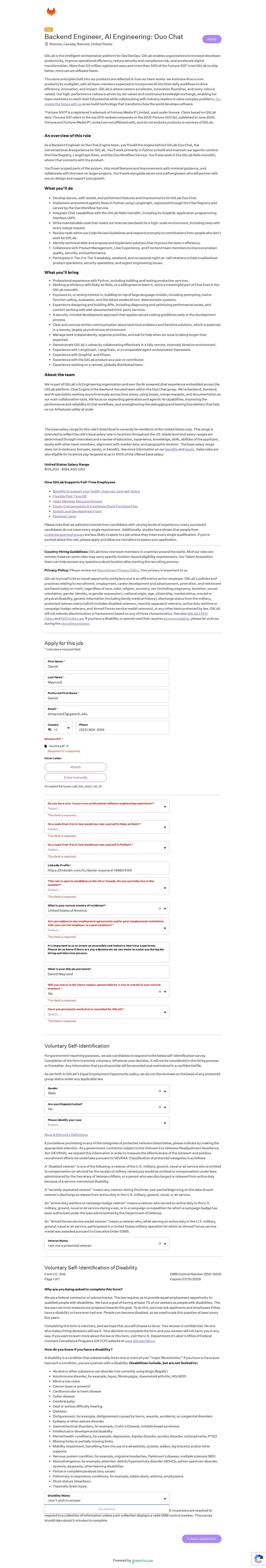 filled form