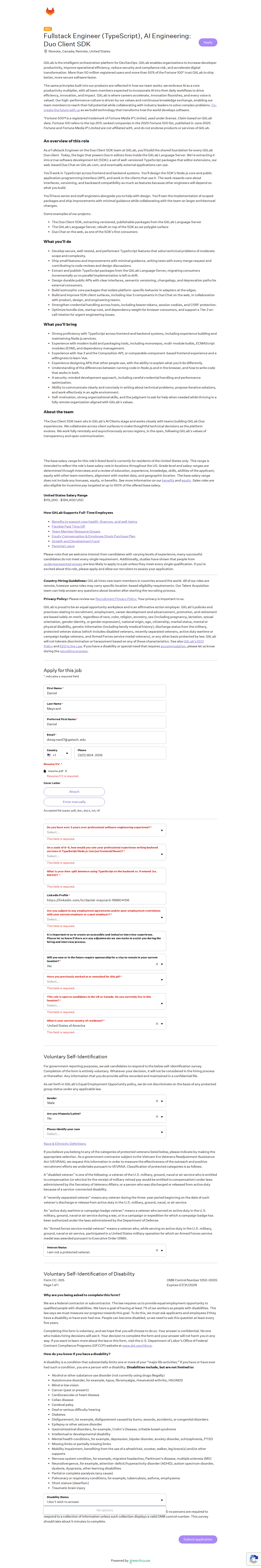 filled form