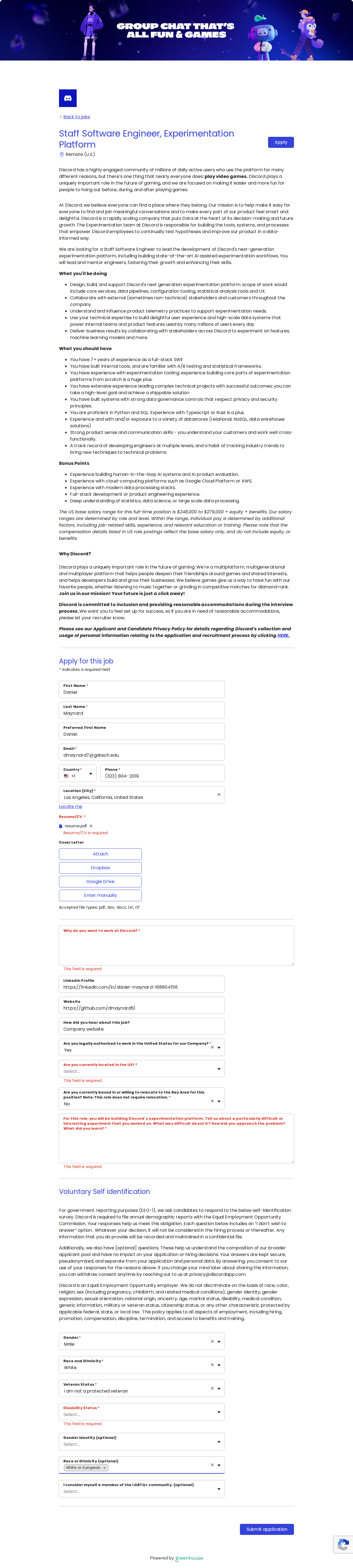 filled form
