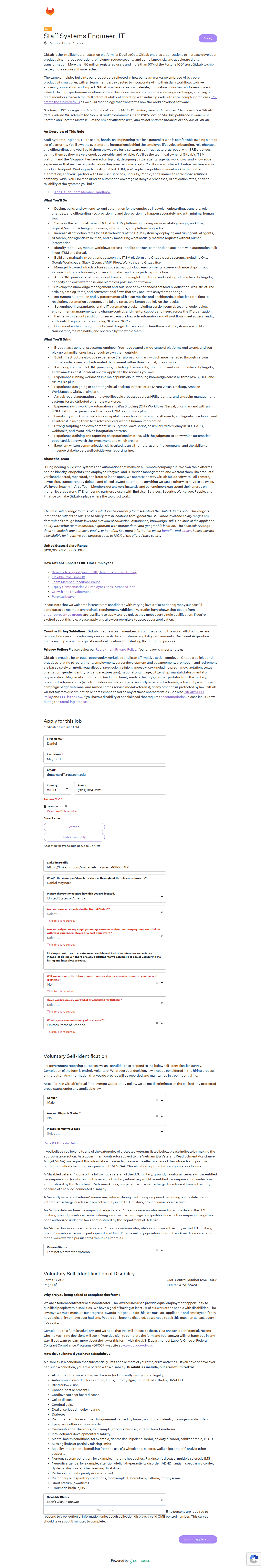 filled form