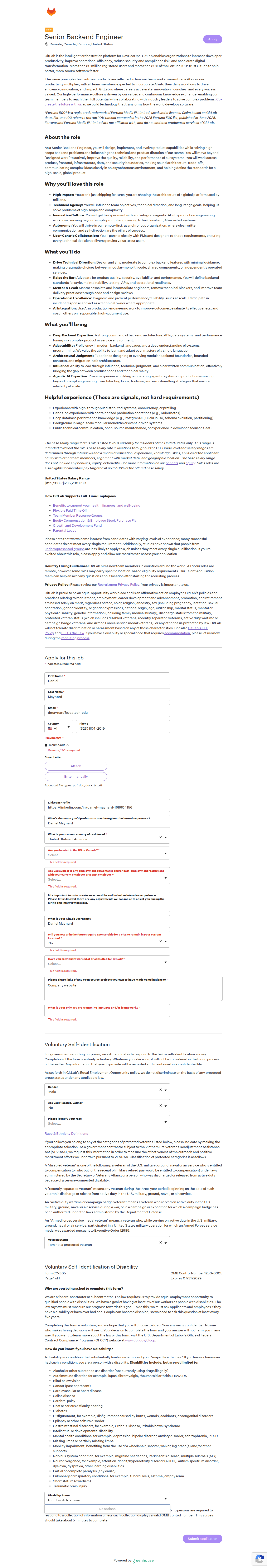 filled form
