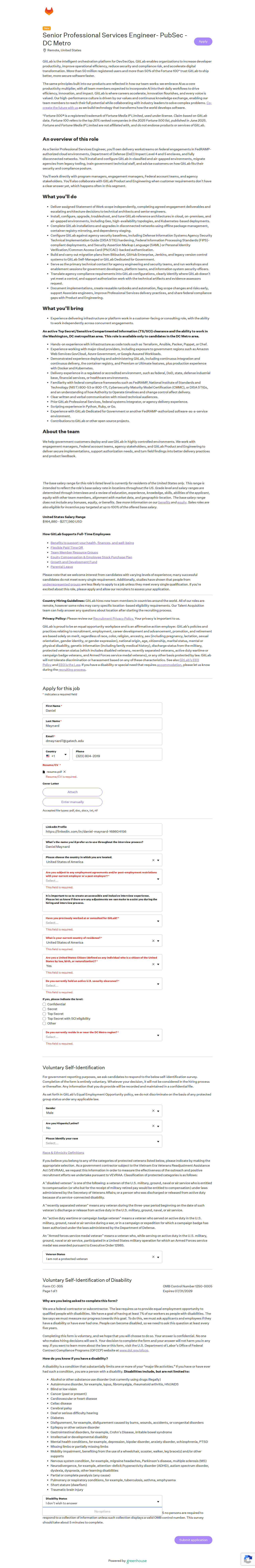 filled form