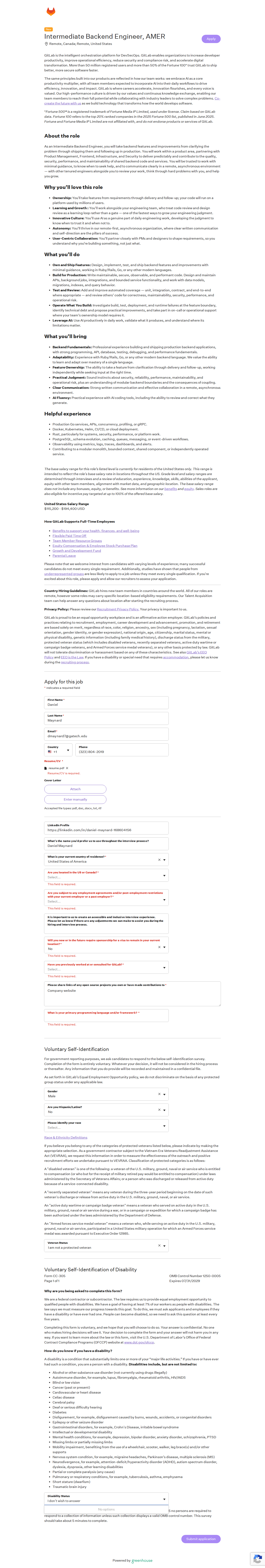 filled form