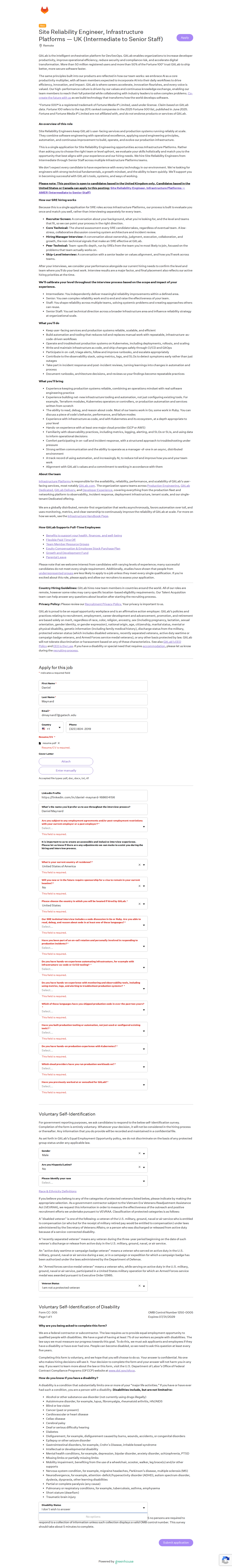 filled form